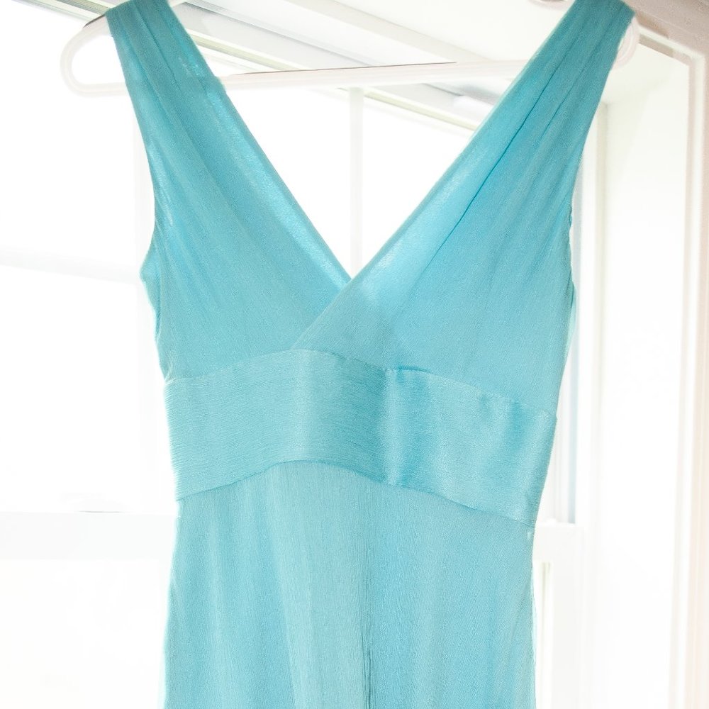 Teal Silk Chiffon Cocktail Dress